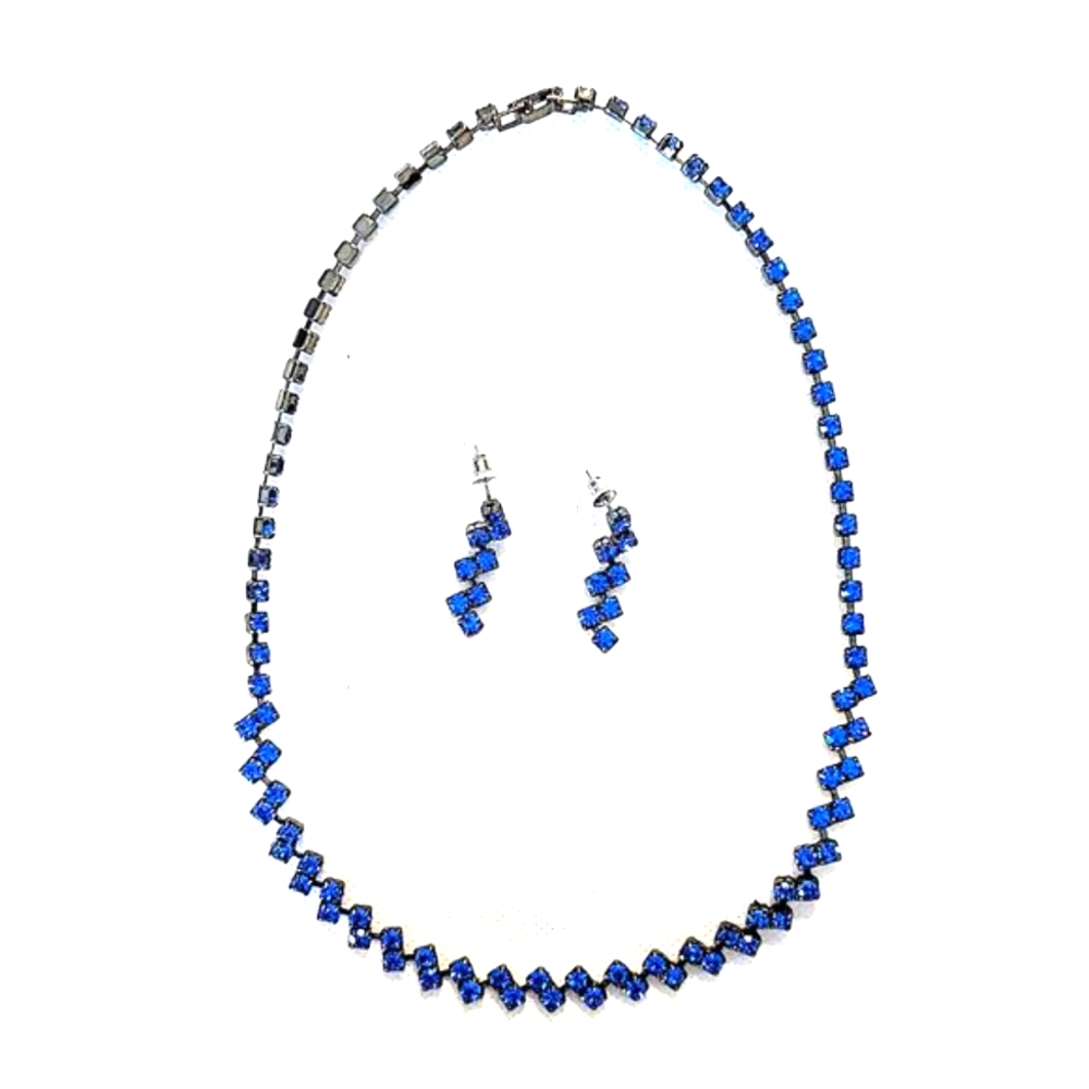 Blue Crystal Necklace and Earrings set